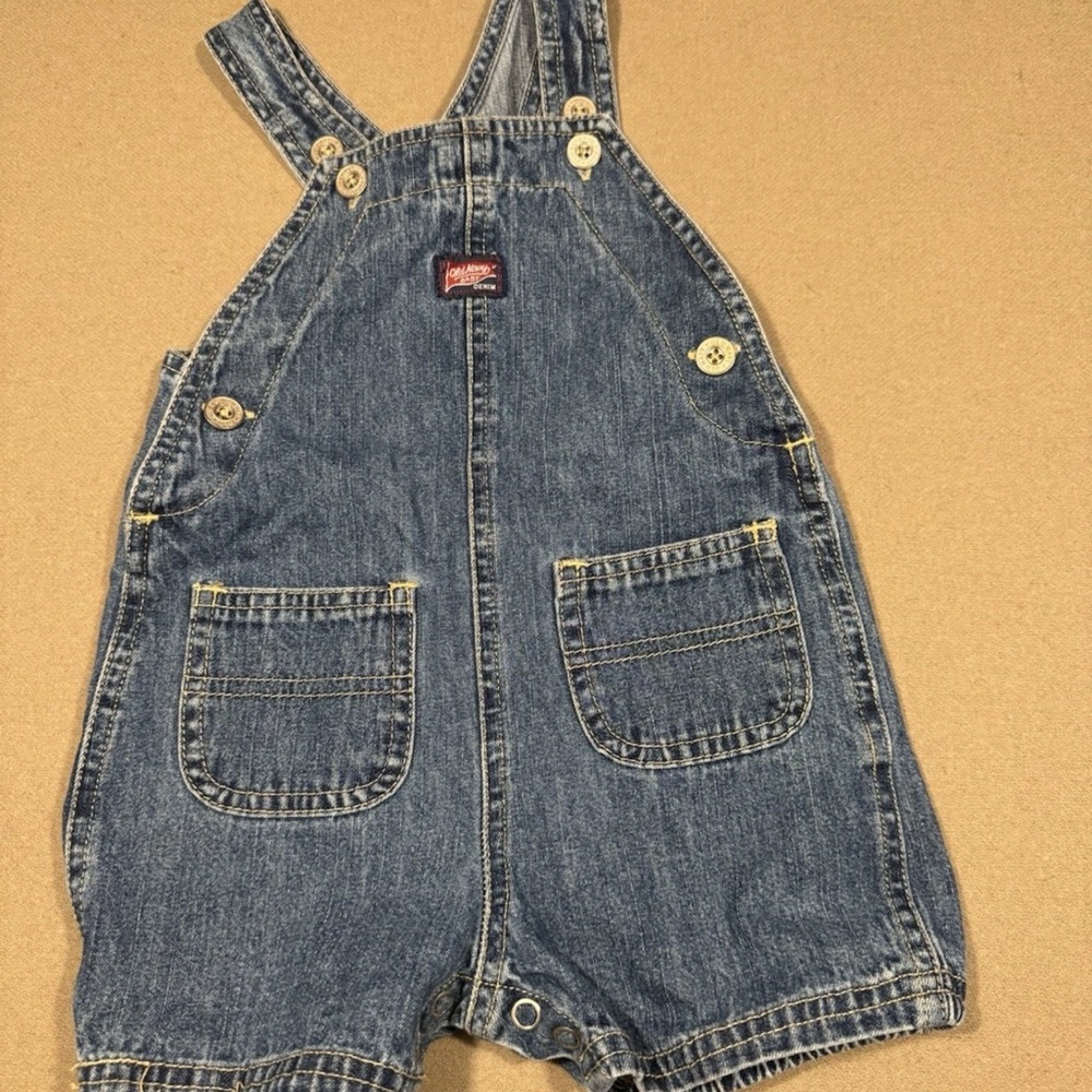 Old Navy Denim Overall Shorts - Blue 6-12 months